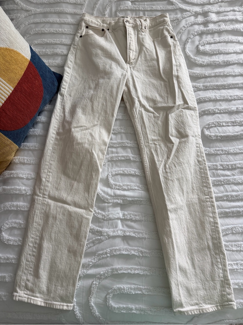 Abercrombie Cream High-Rise Straight Leg Jeans